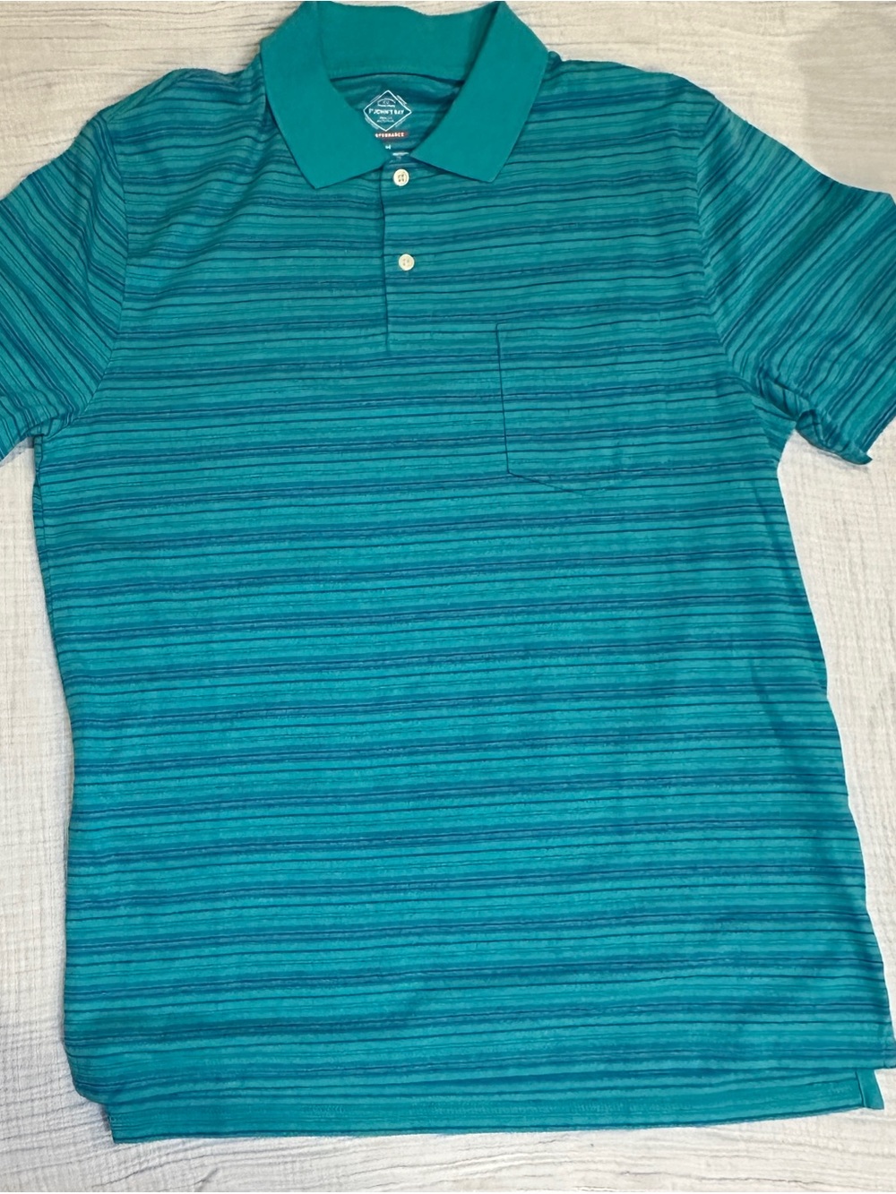 St. John’s Bay Teal Striped Polo Shirt